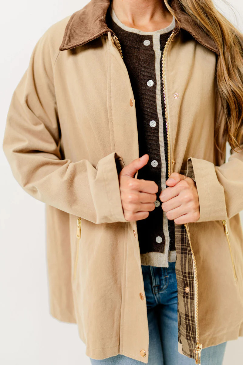 Tania Cotton Barn Jacket in Sandy Beige | Worth Collective