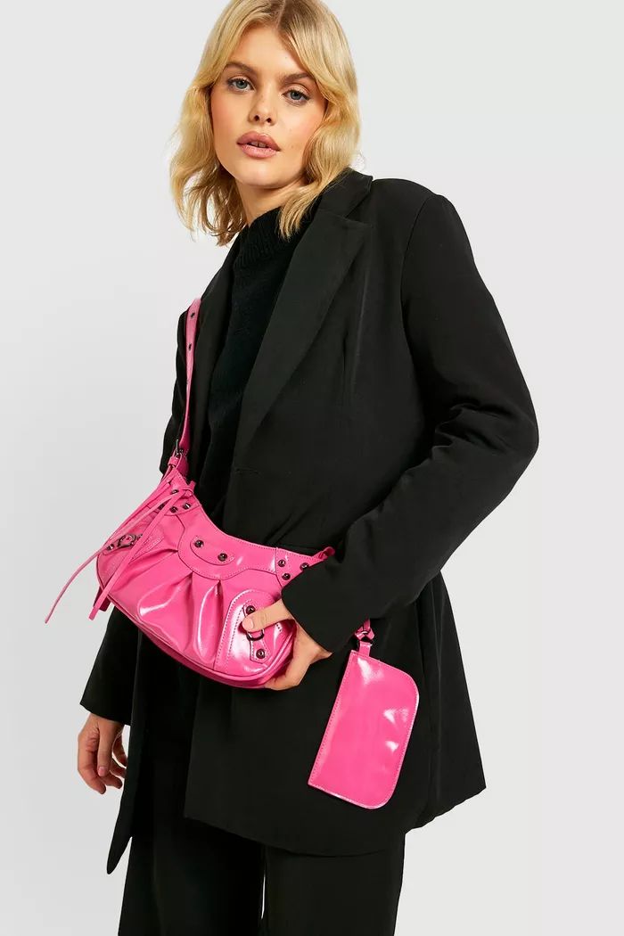 Double Pouch Studded Shoulder Bag | Boohoo.com (UK & IE)