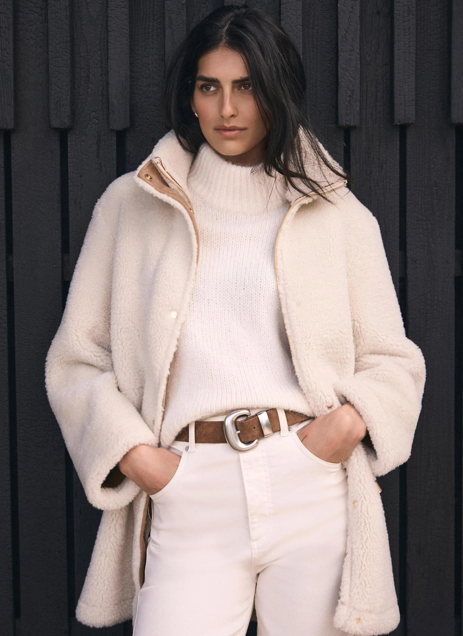 Cream Borg Parka Coat | Mint Velvet