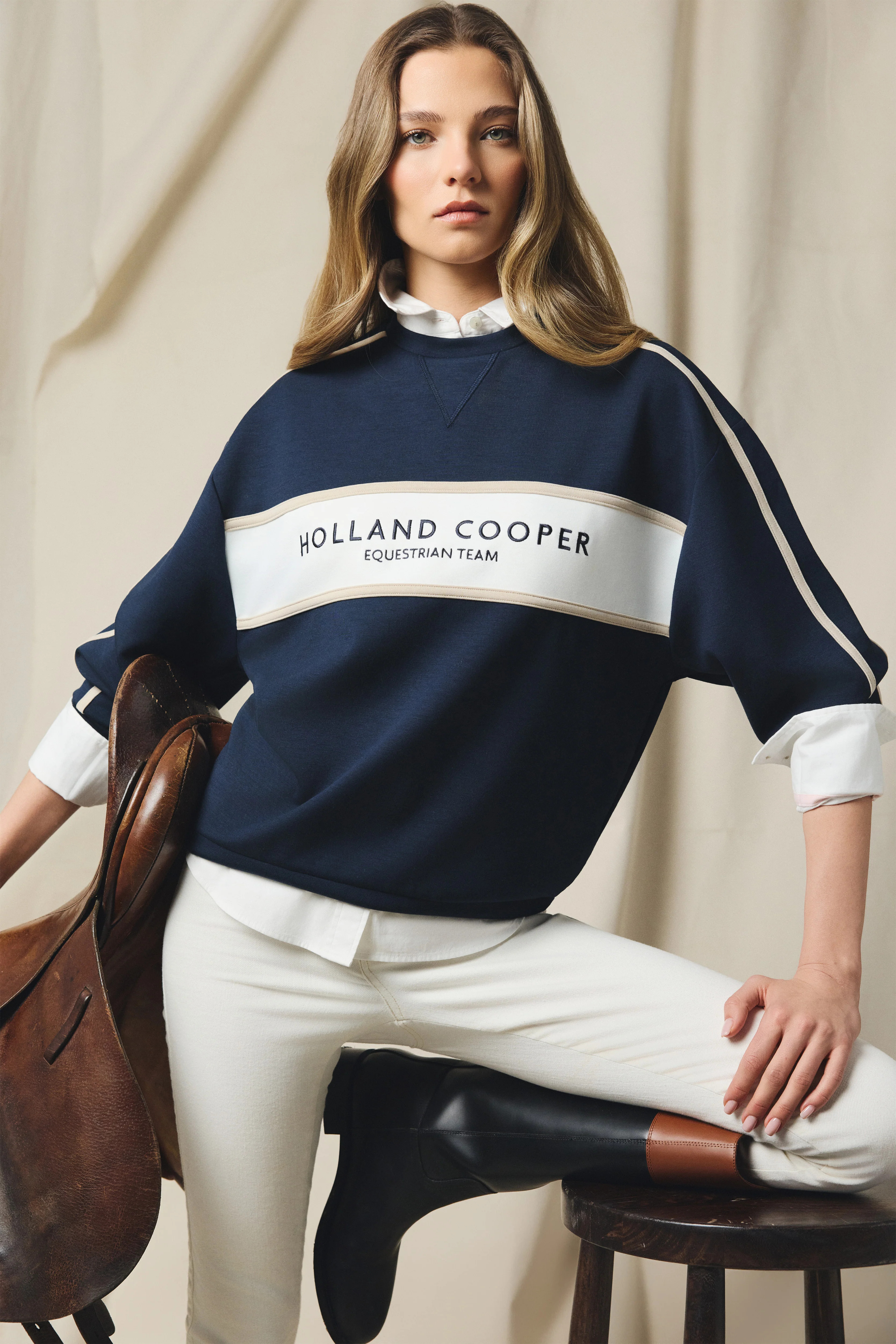 Equestrian Crew Neck Sweat (Ink Navy) | Holland Cooper