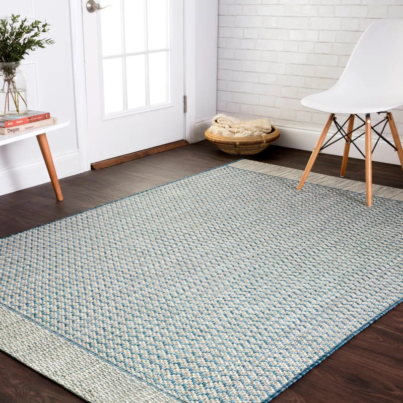 Shanklin Chevron Indoor / Outdoor Area Rug in Gray/Blue | Wayfair North America