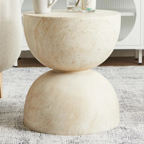 Rosendal Travertine-Look Side Table | Temple & Webster | Temple & Webster AU