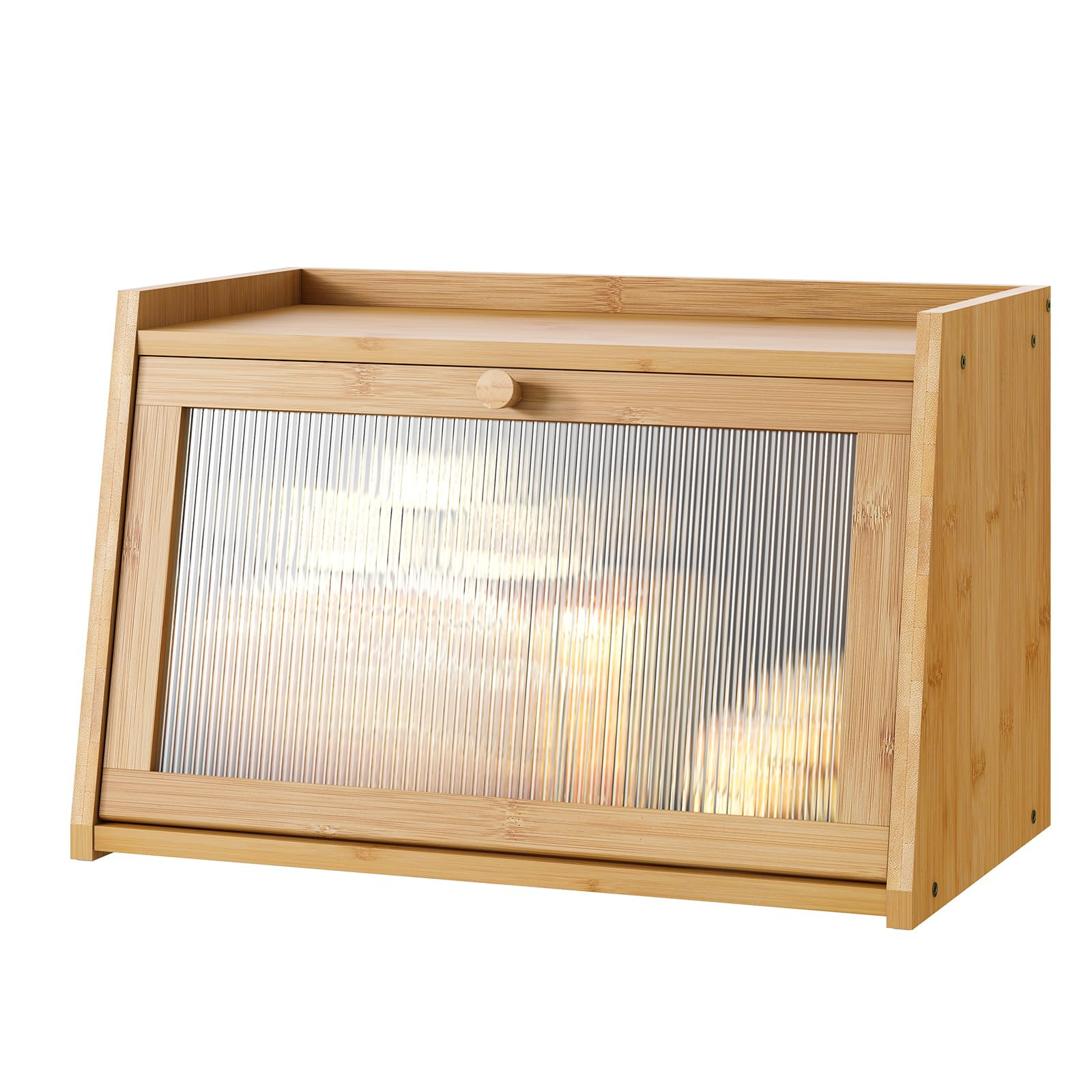 Bread Box for Kitchen Counter, Large Bamboo Bread Storage Container with Wavy Arcylic Transparent... | Amazon (US)