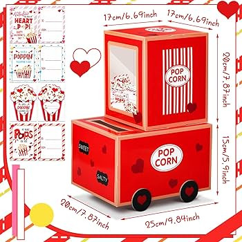 Amazon.com: Motipuns Valentine Boxes Mailbox for Kids with 32 Valentines Greeting Cards DIY Valen... | Amazon (US)