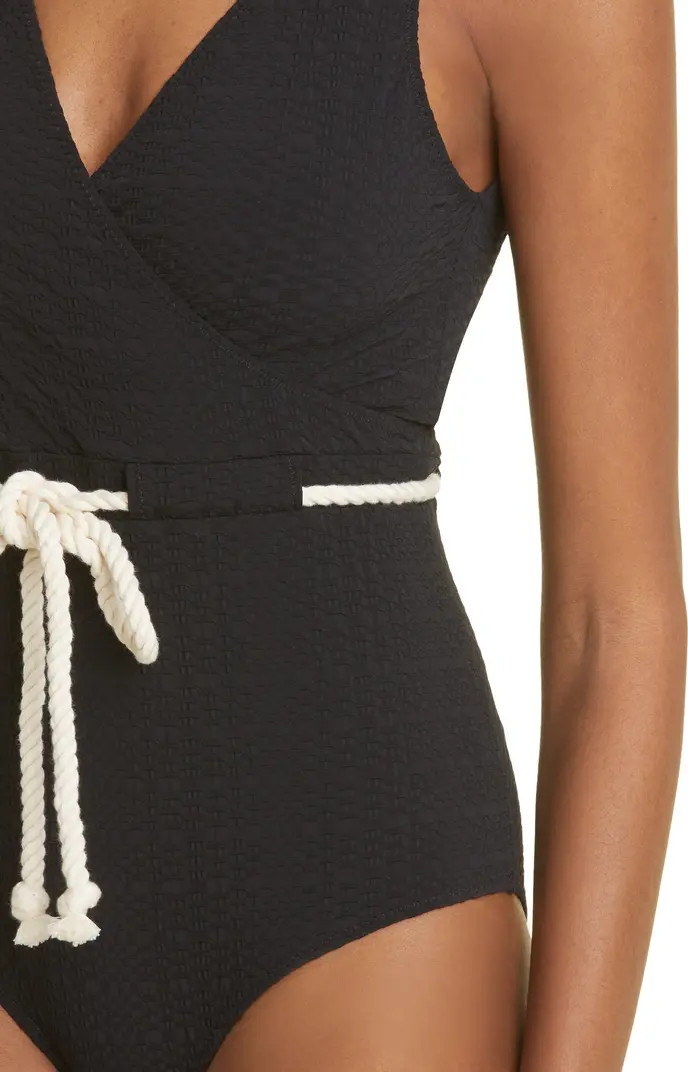 Yasmin Drawstring Seersucker One-Piece Swimsuit | Nordstrom