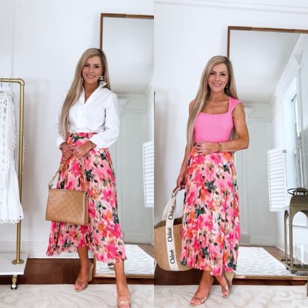 Floral skirt styled for work & weekend 

#LTKworkwear #LTKstyletip #LTKSeasonal
