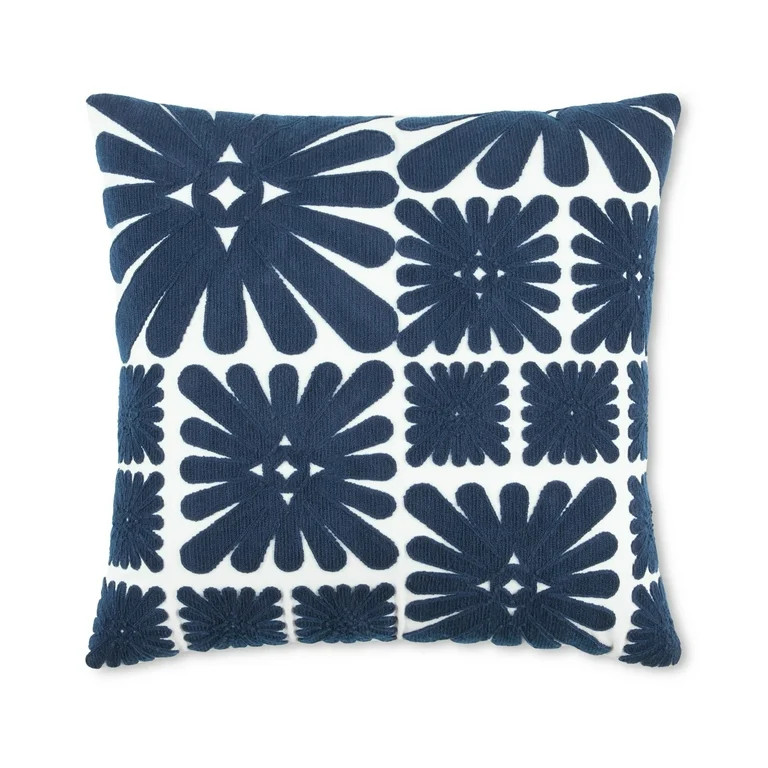 Wanda June Home Floral Pillow, 1 Piece, Navy, 20"x20" by Miranda Lambert | Walmart (US)