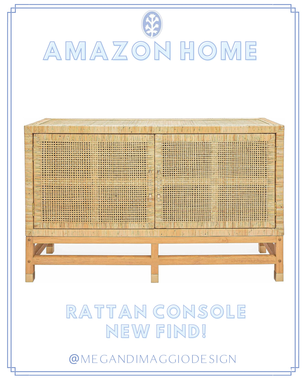 Brand new designer looking Rattan console/sideboard find!! Love the acrylic cabinet pulls and the... | Amazon (US)