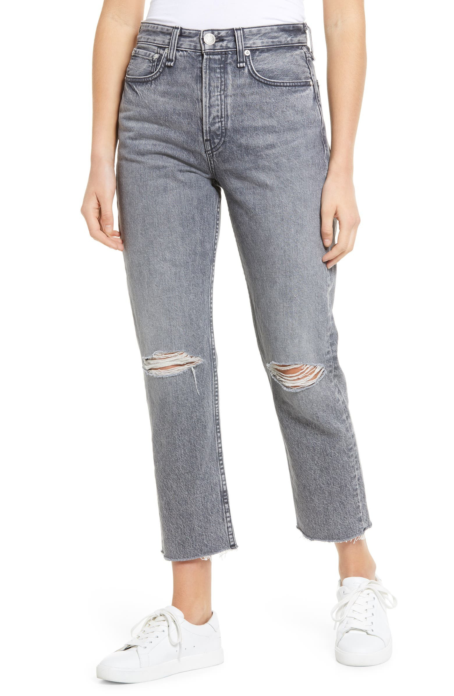 Maya Ripped High Waist Ankle Straight Leg Jeans | Nordstrom