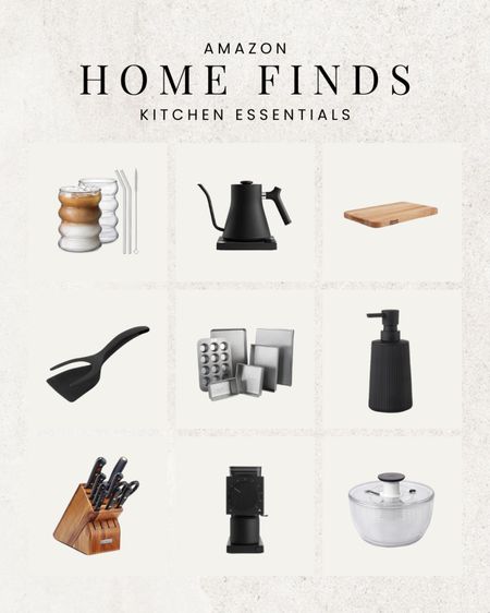 Sharing some of my favorite Amazon Home Finds Kitchen Essentials Edition 🫶🏻 knife set, drinking glasses with glass straw, pink dinnerware, electric tea kettle, salad spinner, glasses, kitchen, pantry, kitchen organizers, knife set, cutting table, baking essentials, coffee bean grinder, aluminized pan bakeware, small soap dispenser for kitchen and bathroom

#LTKhome #LTKfindsunder50 #LTKfindsunder100