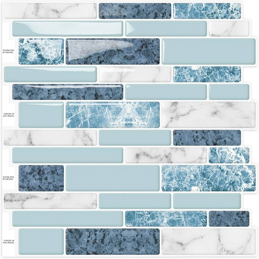 DEWOO Peel and Stick on Self Adhesive Backsplash Wall Marble Tiles Stickers 3D for Kitchen Bathro... | Amazon (US)