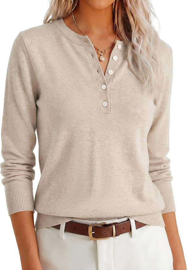 ANRABESS Women Henley Long Sleeve Fall Sweaters | Amazon (US)