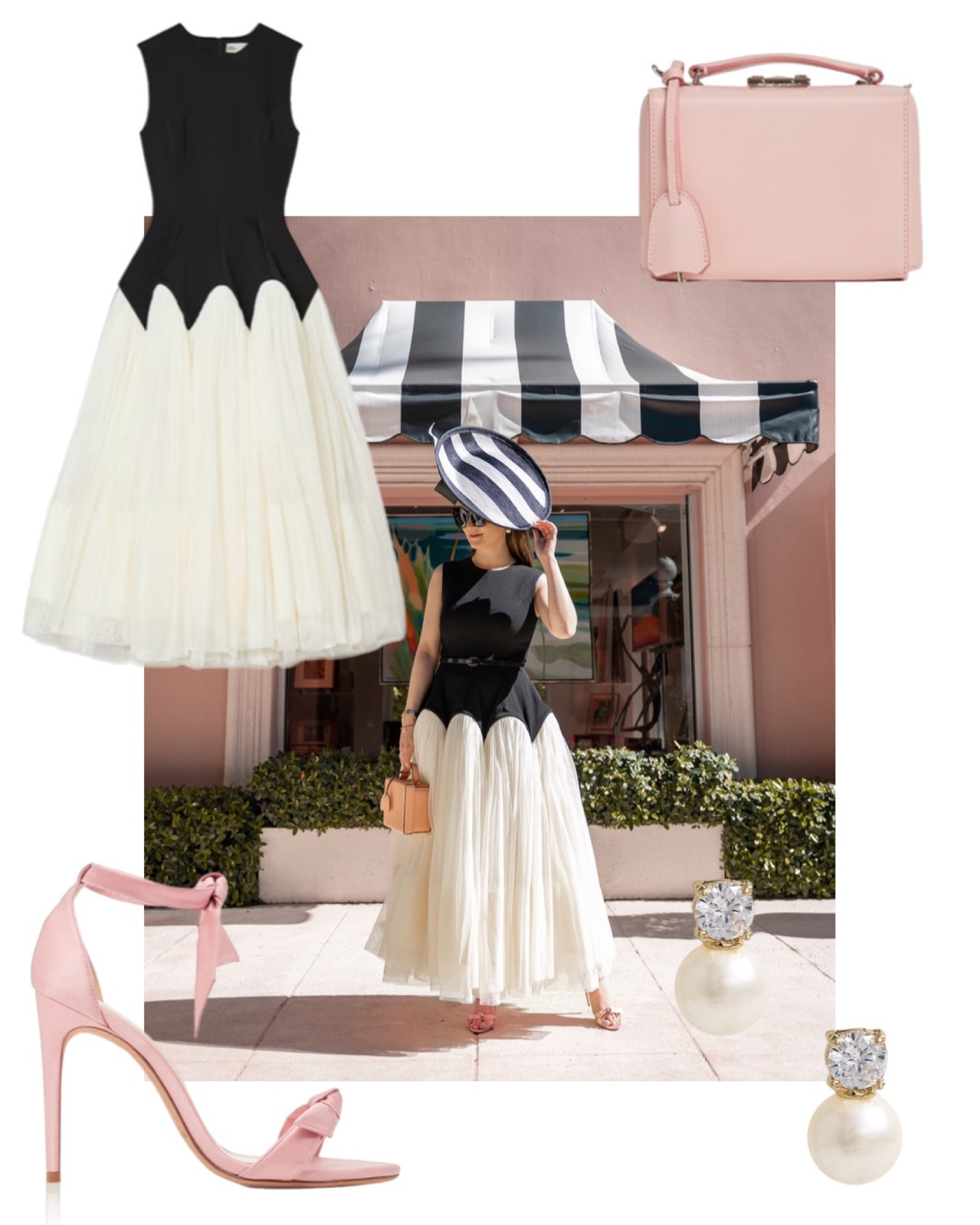 Polo outfit featuring a black dress, pink heels, pearl earrings, and Mark Cross Grace bag.

#LTKstyletip #LTKFind #LTKtravel  

#LTKunder100 #LTKshoecrush #LTKSeasonal