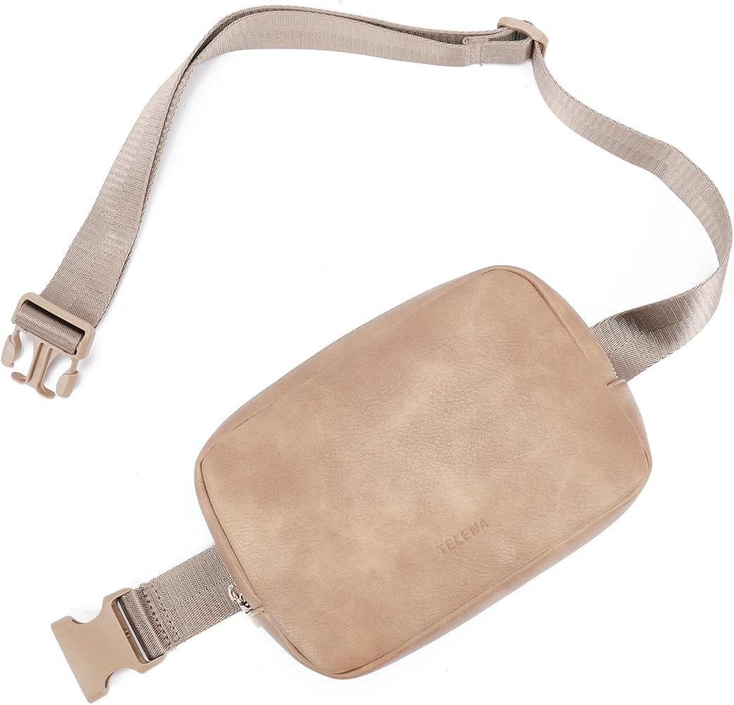 Telena Leather Belt Bag for Women Fashionable Fanny Packs Cross Body Bag Waist Pack Light Brown | Amazon (US)
