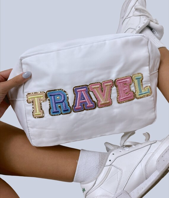 White Travel XL Makeup Bag (New Patches) | Etsy (US)