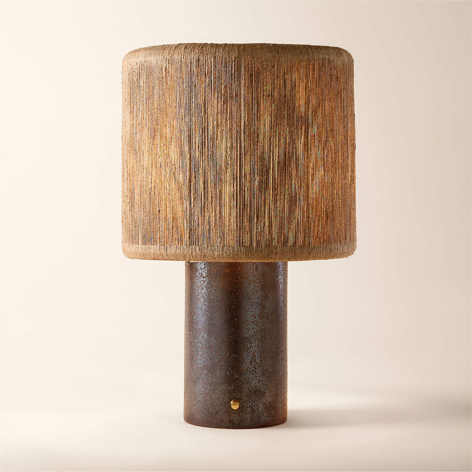 Ramble Tall Dark Brown Ceramic Table Lamp with Jute Shade by Kravitz Design + Reviews | CB2 | CB2