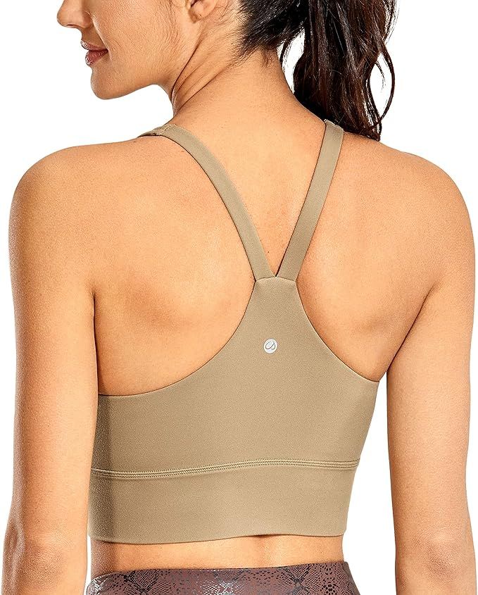 CRZ YOGA Women's Strappy Longline Sports Bra Padded Wireless Y-Back Racerback Yoga Bras Crop Tank... | Amazon (US)