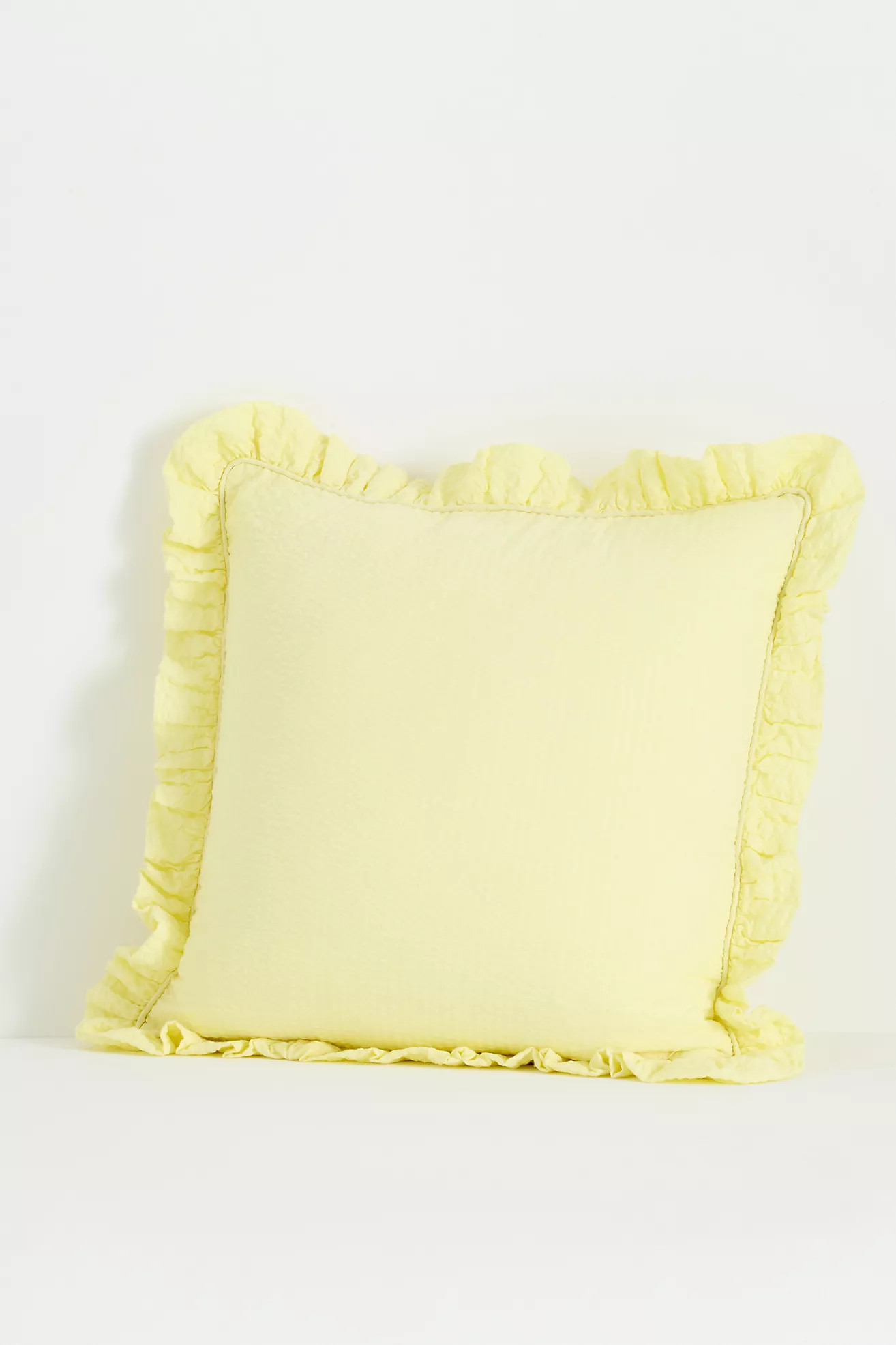 Bridget Cotton Yarn-Dyed Seersucker Ruffle Pillow | Anthropologie (US)