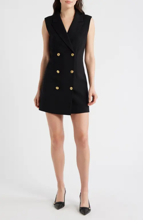 French Connection Whisper Double Breasted Blazer Dress in Black at Nordstrom, Size 14 | Nordstrom