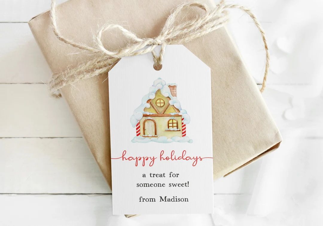 Gingerbread Gift Tag Editable Happy Holidays Tag Christmas - Etsy | Etsy (US)