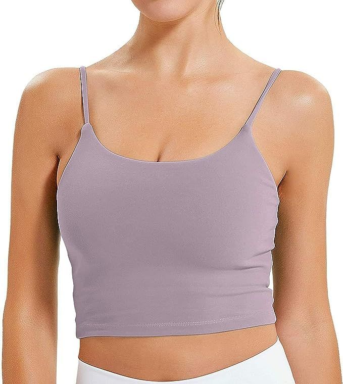 Promover Padded Sports Bra Strappy Crop Tops with Built-in Bra Workout Running Longline Yoga Bral... | Amazon (US)