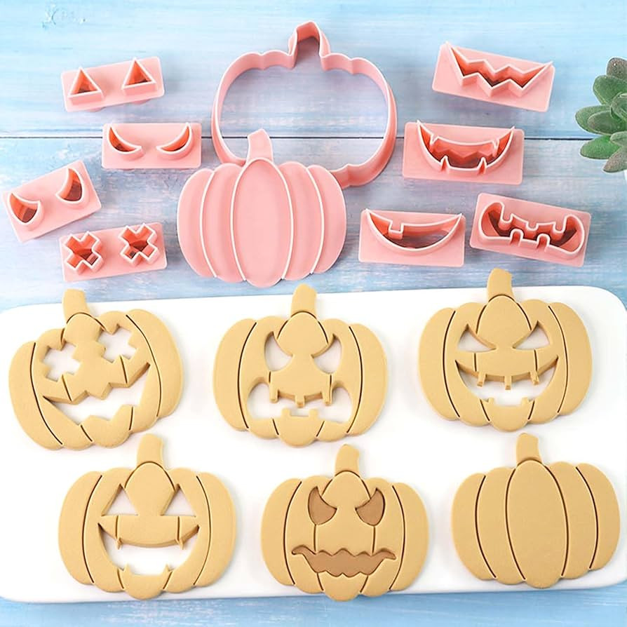 Mini Pumpkin Cookie Cutters, DIY 3d Halloween Raised Design Cookie Stamps | Amazon (US)