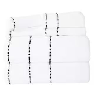 6-Piece White/Black Luxury Quick Dry 100% Cotton Bath Towel Set 888103GBB - The Home Depot | The Home Depot