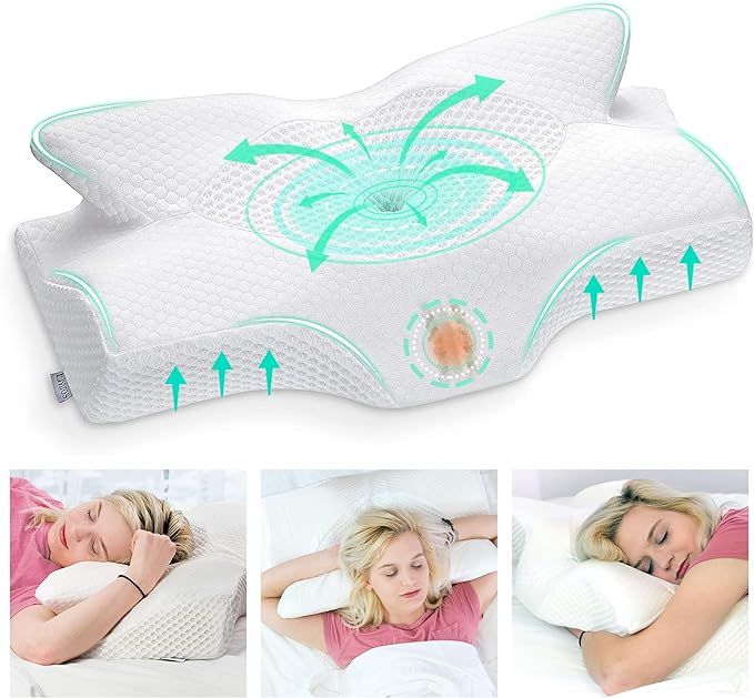 Elviros Cervical Memory Foam Pillow, Contour Pillows for Neck and Shoulder Pain, Ergonomic Orthop... | Amazon (US)