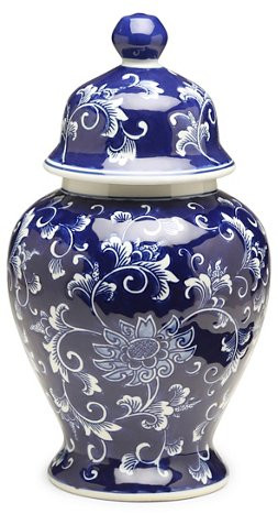 15" Lisse Tall Classic Ginger Jar, Blue/White | One Kings Lane