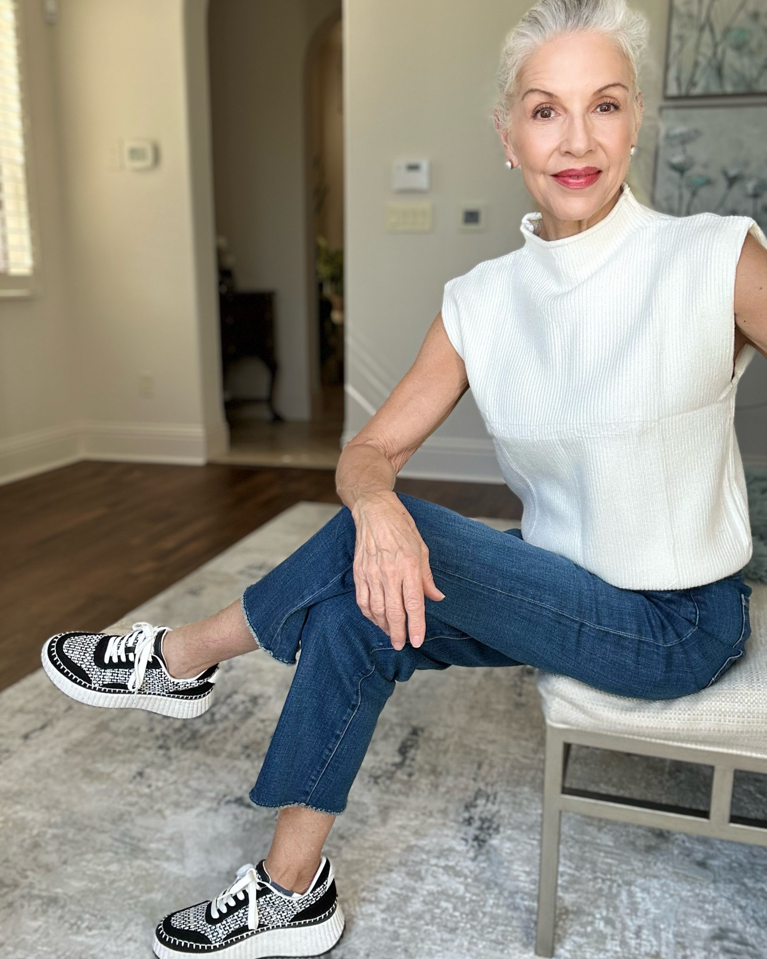 Fun casual!! Love love this too… so soft… pairs perfectly with these HR Straight leg jeans…with a very comfortable affordable sneaker/clunky shoe!!

#LTKfindsunder100 #LTKstyletip #LTKover40
