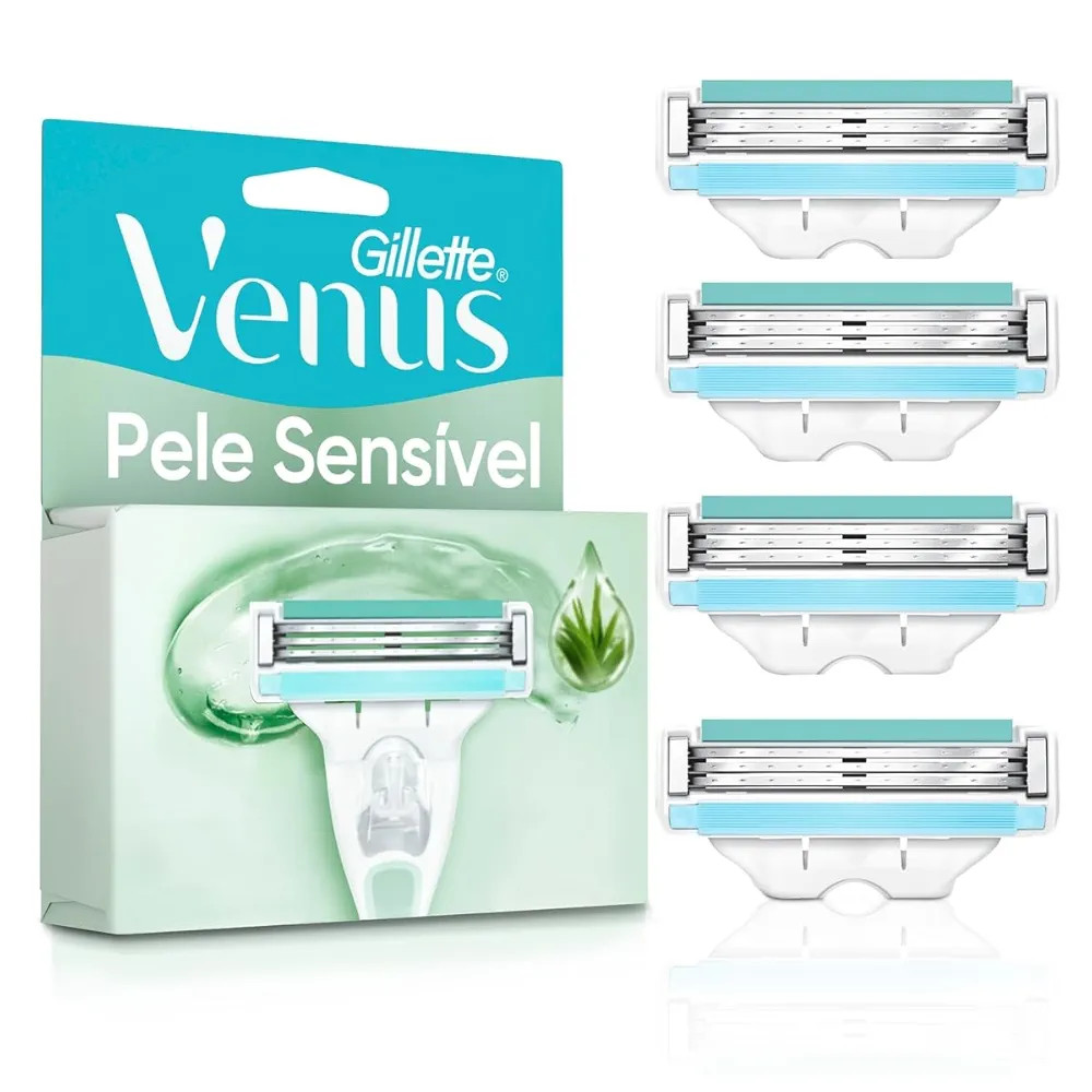 Gillette Venus Pele Sensível Carga para Aparelho de Depilar com Aloe Vera, 4 uds | Amazon (BR)