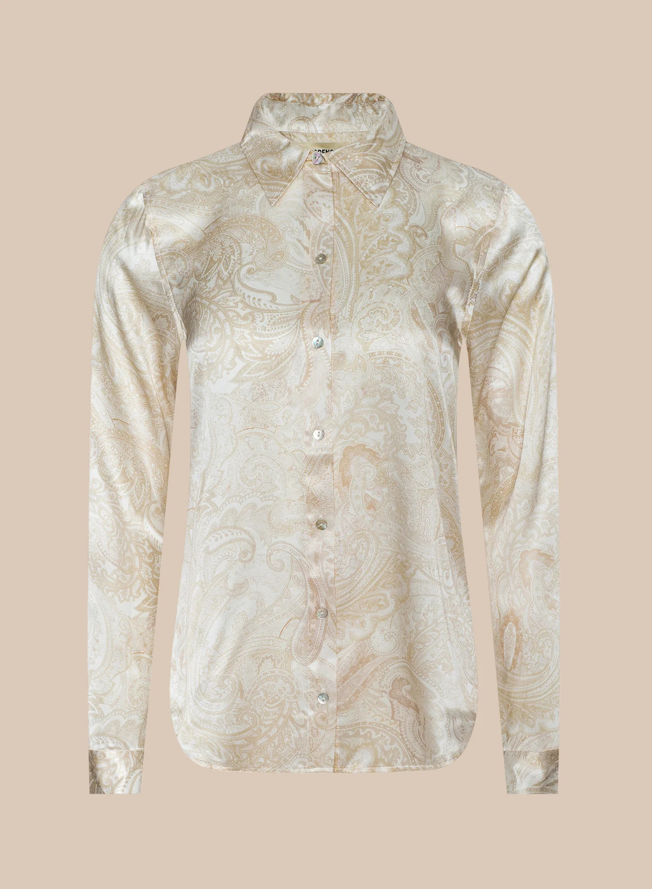 L'AGENCE Tyler Silk Blouse Top In Vintage White Tonal Paisley | L'Agence