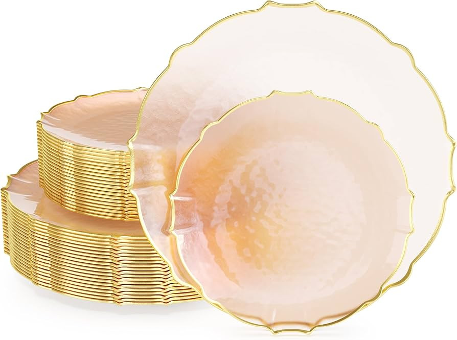 Exquisite Tinted Plates 40 Piece Plastic Disposable Plates for Party Set For 20 Guests 20 X 7.5 D... | Amazon (US)