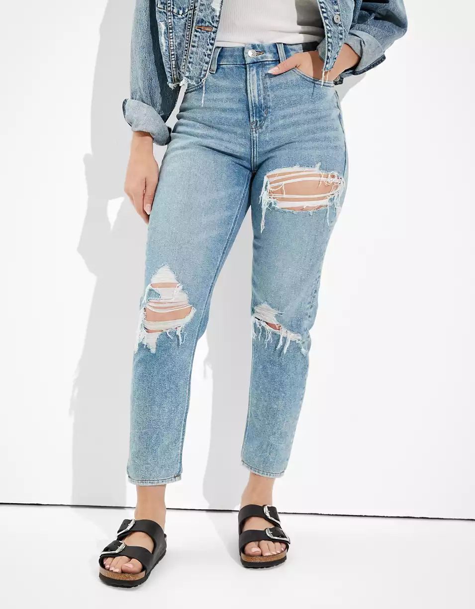 AE Stretch Ripped Curvy Mom Jean | American Eagle Outfitters (US & CA)