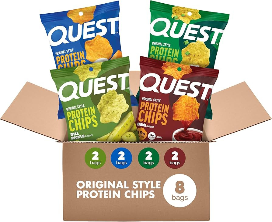 Quest Nutrition Protein Chips Variety Pack, Dill Pickle, BBQ, Cheddar & Sour Cream, Sour Cream & ... | Amazon (US)
