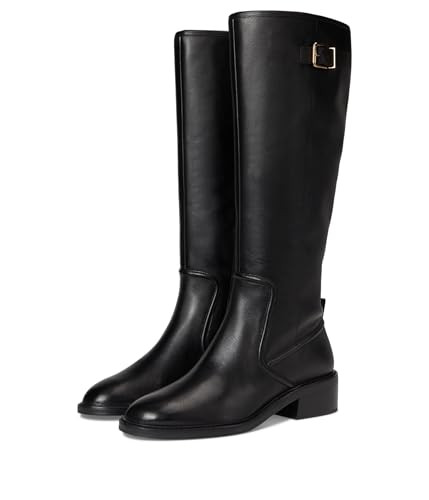 Cole Haan Women's Silvana Tall Buckle Boots, Black Leather, 7-B US | Amazon (US)