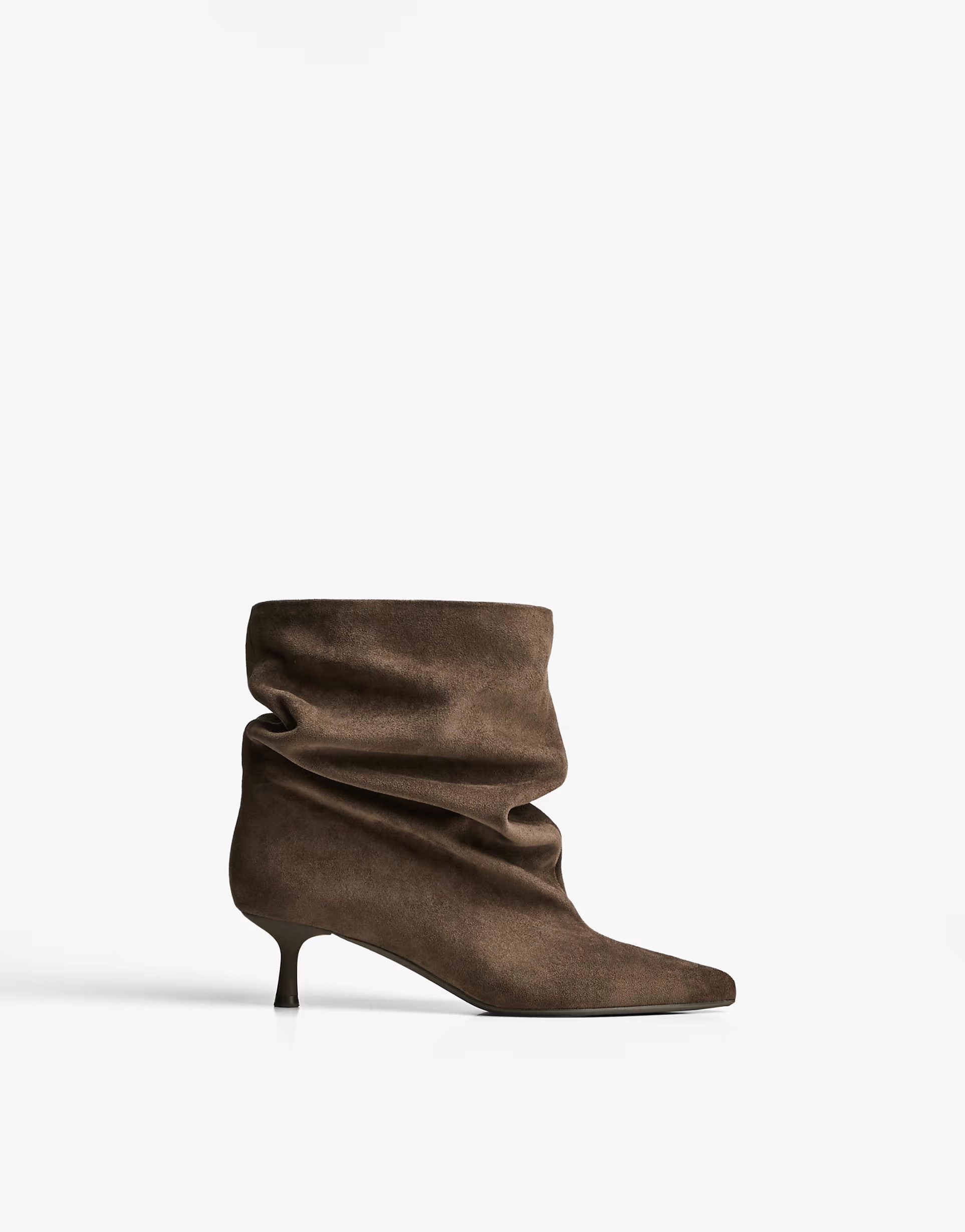 Bershka Slouchy kitten heel ankle boots in tan | ASOS (Global)