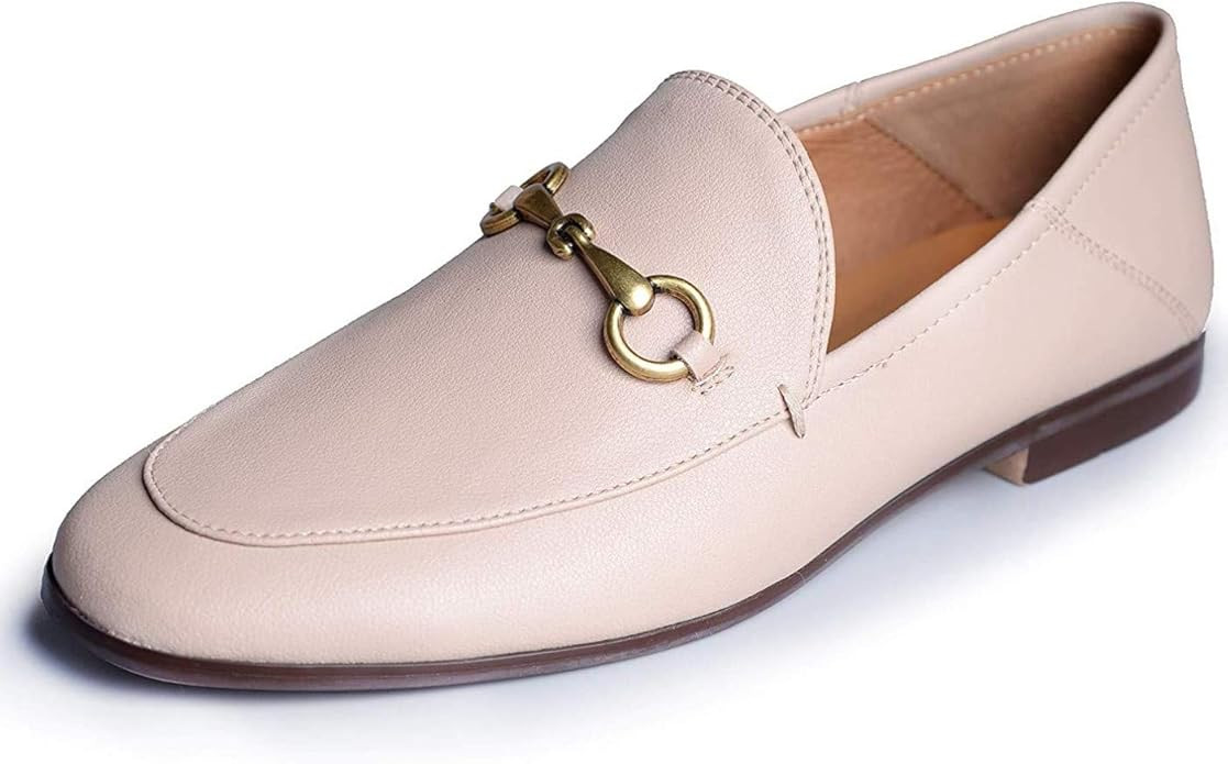 Coonek Women's Loafers,Low Heel Flats Leather Slip On for Girls Slides Lady Work Mules | Amazon (US)