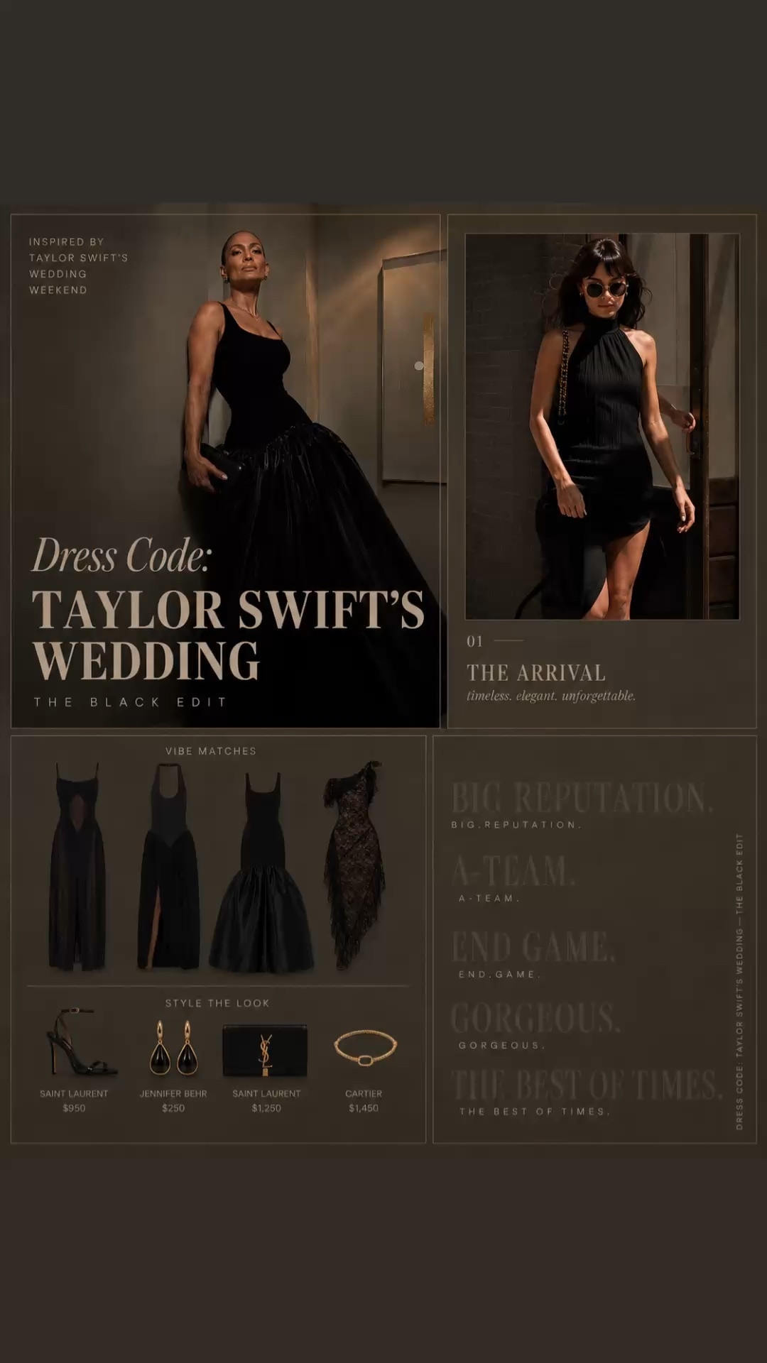 Dress Code: Taylor’s Swift Wedding. Guest Dresses. The Black Edit. Perfect black dresses to be best dressed guest at any wedding.

Inside you’ll find my three favorites:
• Bold glamour inspired by Jennifer Lopez.
• Sophisticated accents inspired by Maren Morris.
• Fluid silhouettes and sheer layers inspired by Dakota Johnson.

Some occasions deserve more than simply getting dressed - they deserve a mood.

Inspired by the elegance imagined for Taylor Swift’s wedding weekend, this curated selection celebrates clean lines, rich textures, and the quiet confidence of wearing black beautifully. Timeless enough for the invitation, unforgettable enough for every photograph.

#LTKTravel #LTKstorytime #LTKWedding