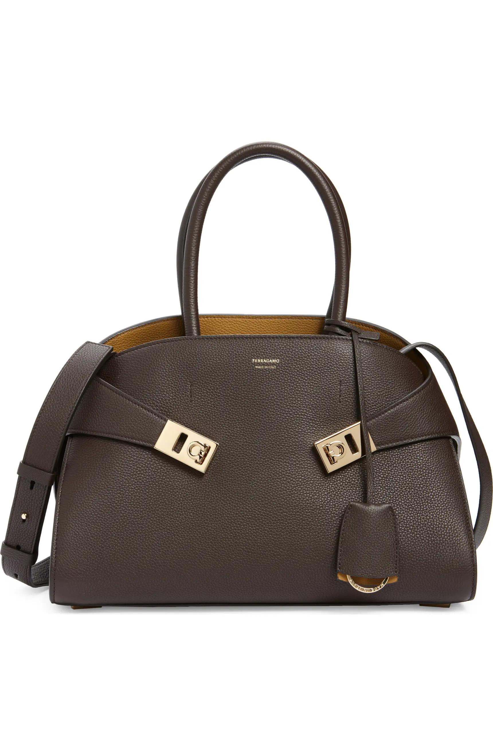 FERRAGAMO Small Hug Grained Leather Top Handle Bag | Nordstrom | Nordstrom