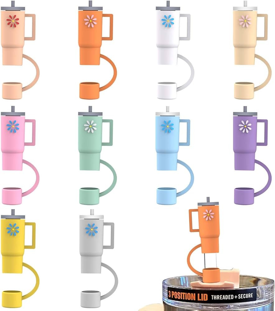 AIERSA 10Pcs Straw Cover Cap for Stanley Cup, Silicone Straw Topper Compatible with Stanley 30&40... | Amazon (US)