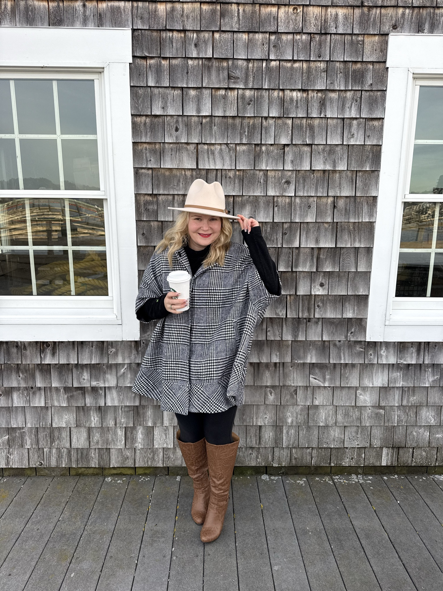 Another cape option from Amazon. I love the black and white houndstooth! It pairs well with a Dudley fleece. 

#LTKPetite #LTKootd #LTKSeasonal