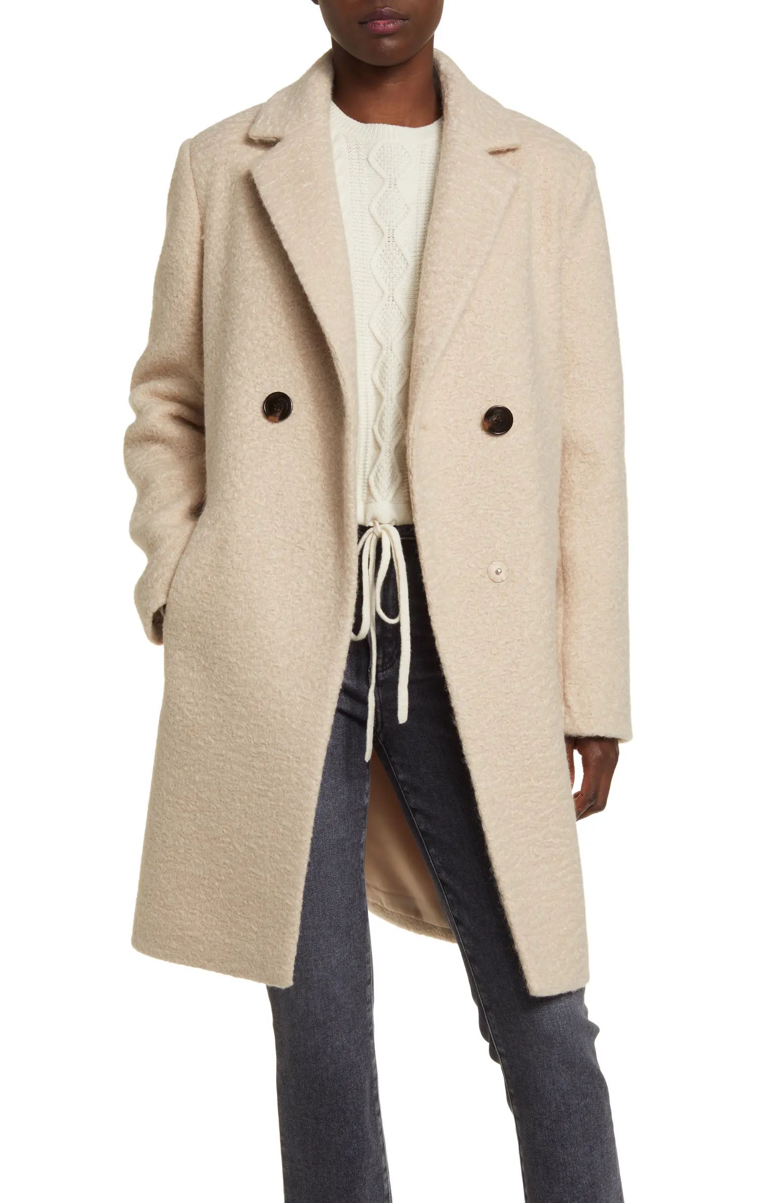 Double Breasted Water Repellent Bouclé Tweed Coat | Nordstrom