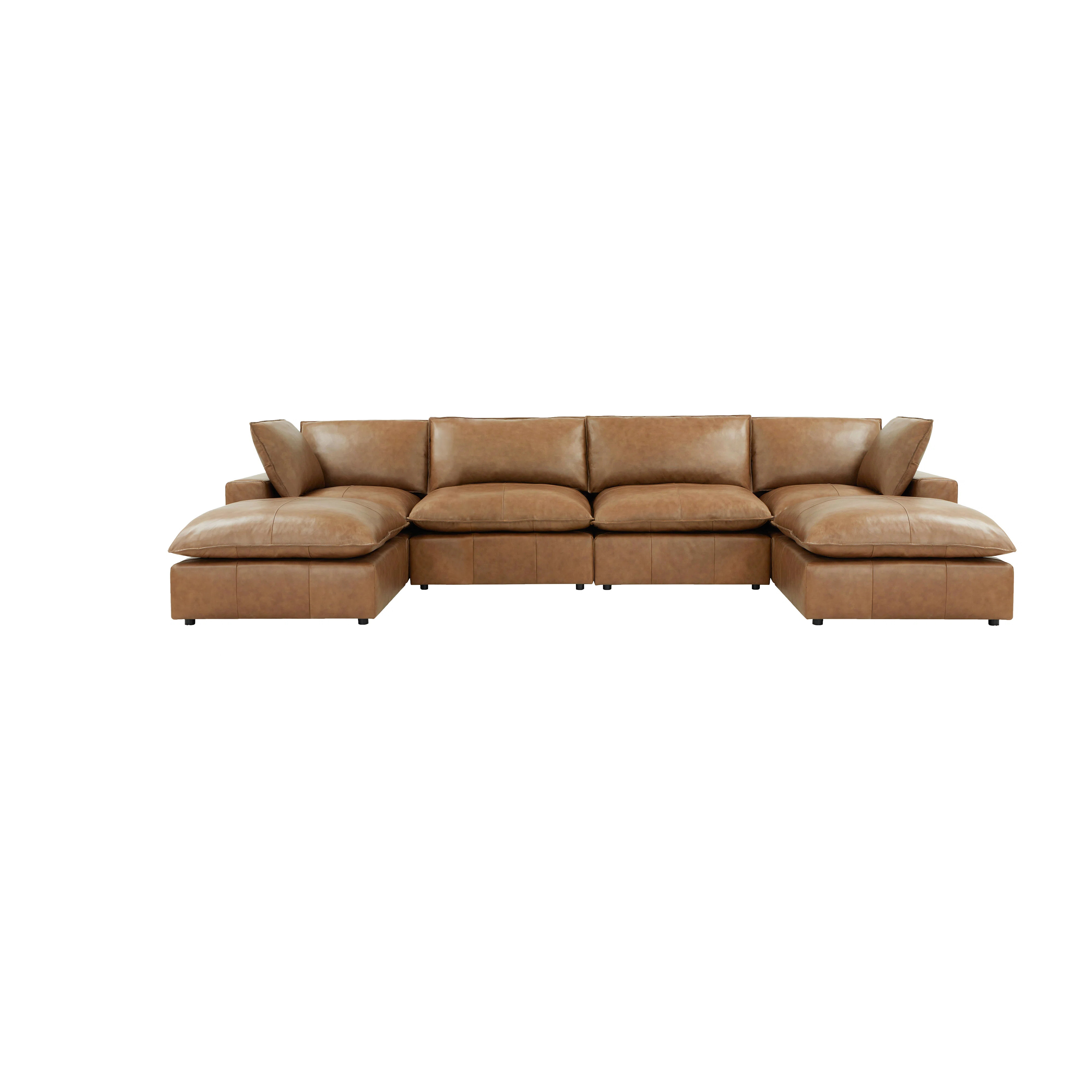 Cali Brown Leather Modular U- Chaise Sectional | Wayfair North America