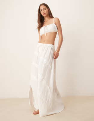 Esmée Exclusive maxi beach skirt with ruffle detail in white | ASOS (Global)