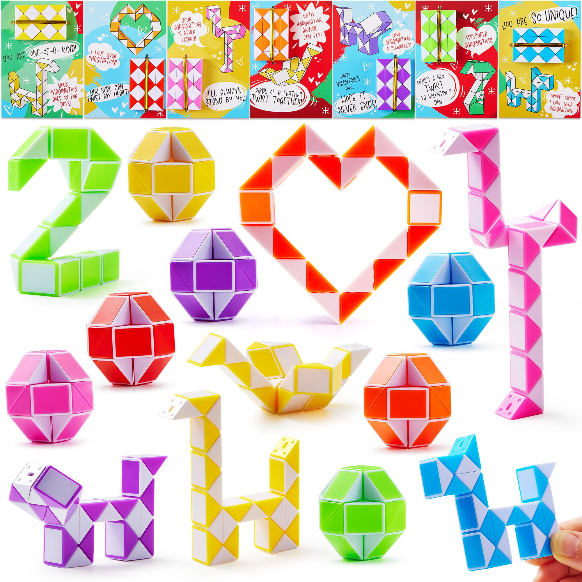 JOYIN 28 Packs Valentine's Day Cards with Snake Twist Toys for Kids, Snake Twist Puzzle Magic Str... | Amazon (US)