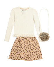 Toddler Girls 3pc Sweater Skirt Set With Purse | Marshalls