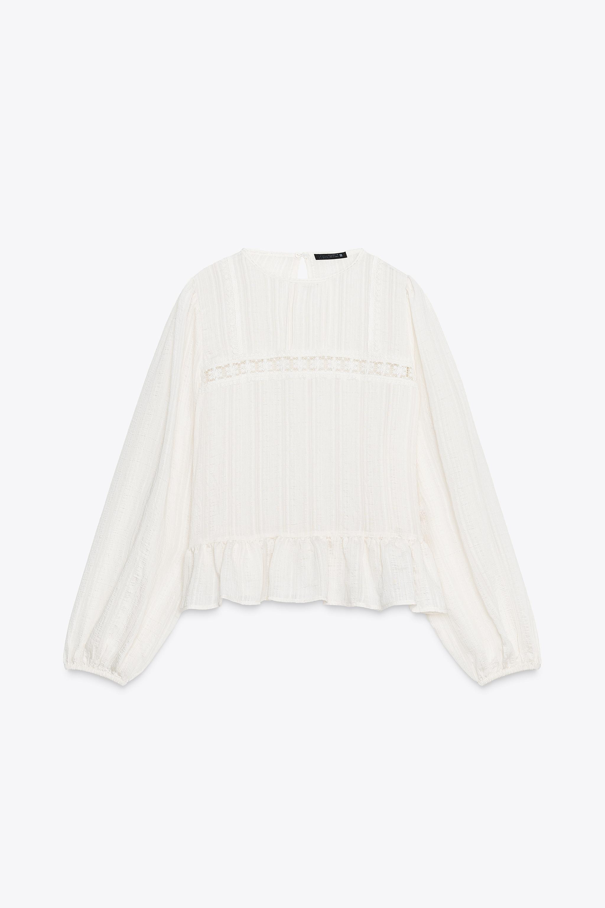 ROMANTIC LACE TRIM BLOUSE | Zara US