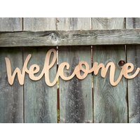 Welcome Wood Sign, Welcome Sign, Welcome Wall Sign, Wood Words, Wooden Letters, Wall Decor, Welcome Word Art, Scroll Saw Words, Home Decor | Etsy (US)