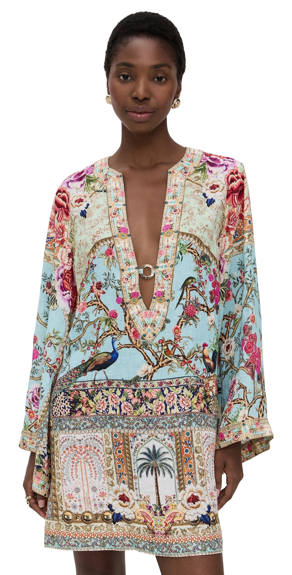 Camilla Deep V Neck Hardware Short Caftan Sultans And Queens XS/S | Shopbop